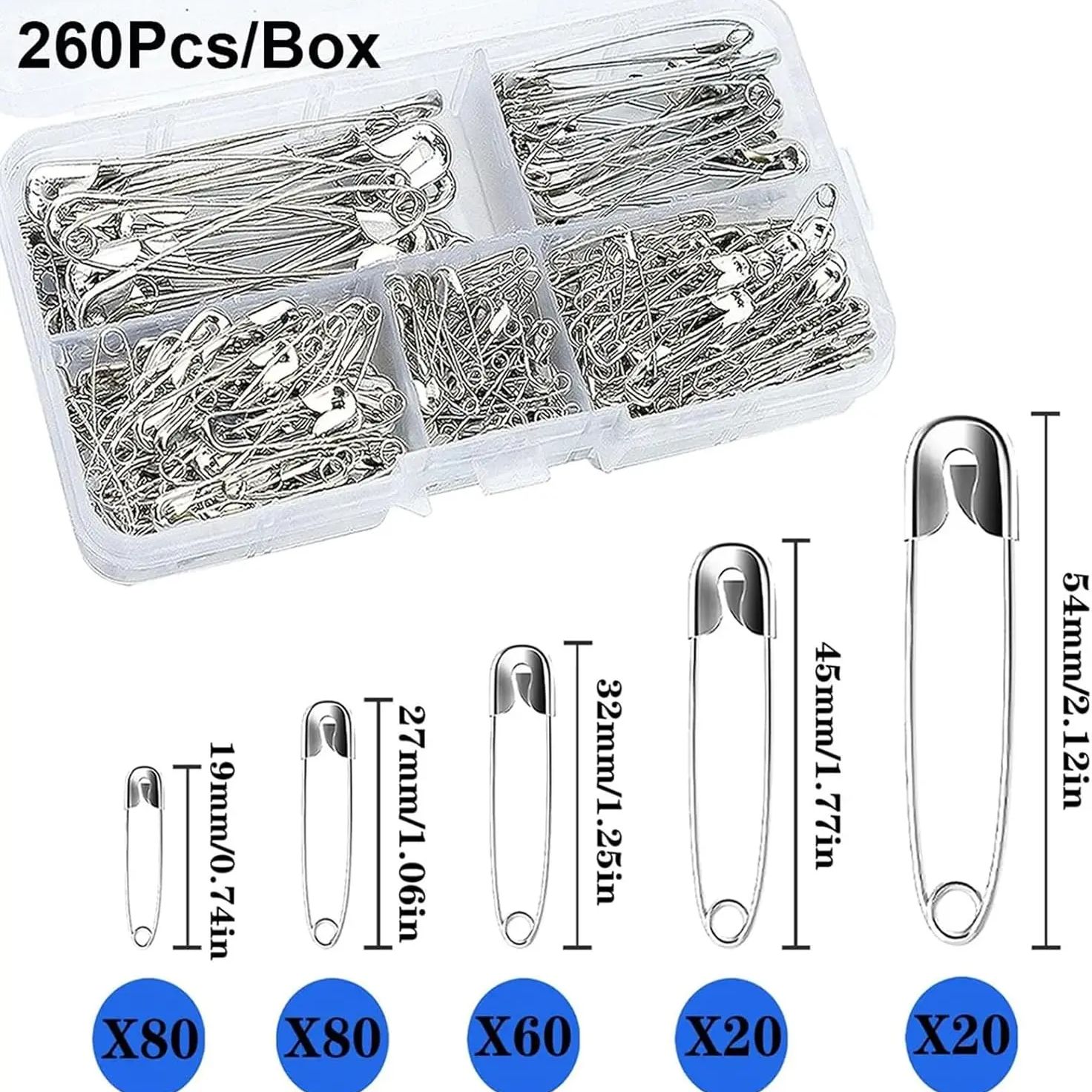 Jewelry Making Organizer - Kit de alfileres de seguridad plateados