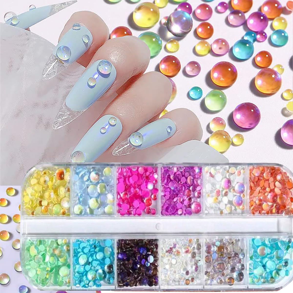 Crystal Bead Mix - 1 caja de cuentas redondas de