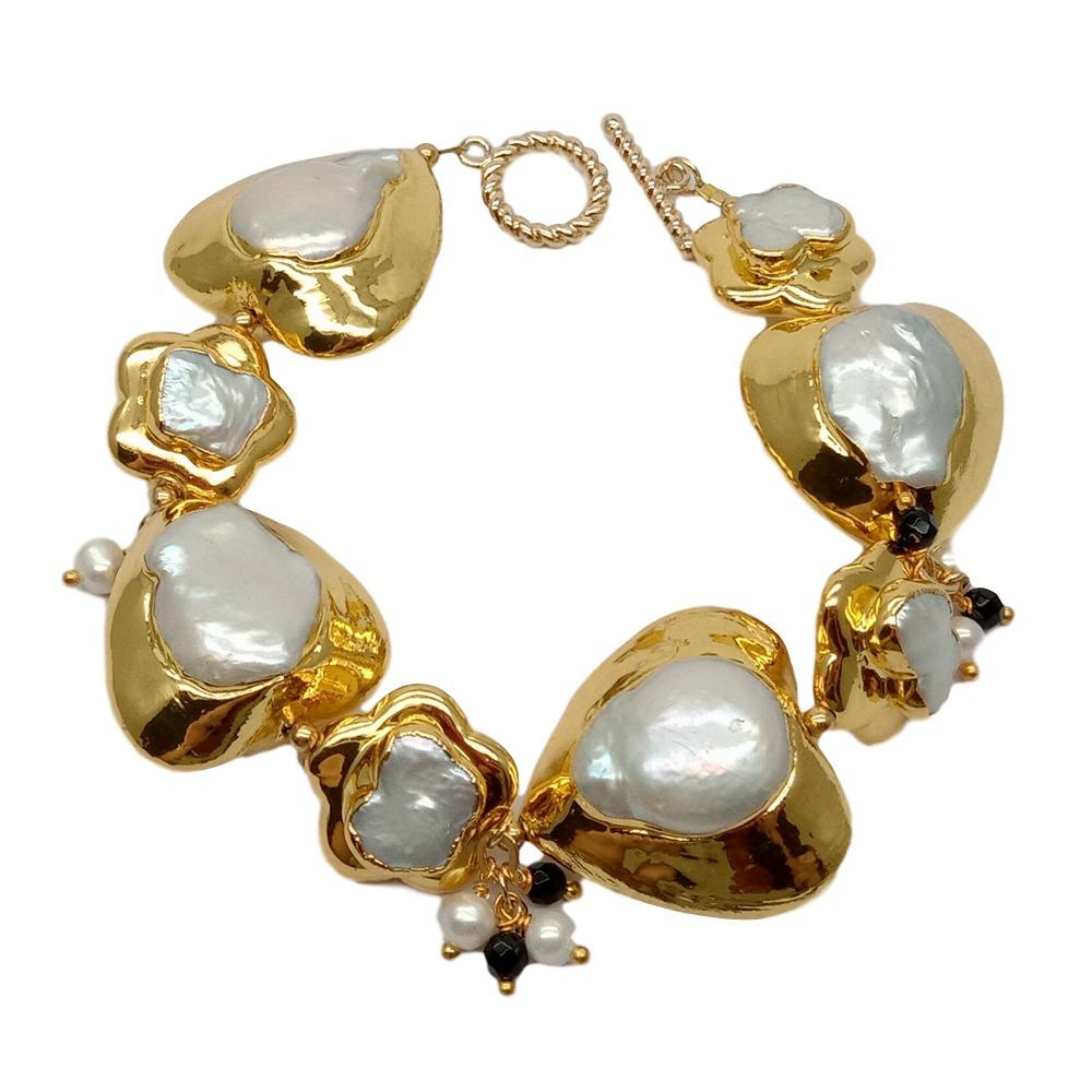 YYGEM Pulsera de perlas Keshi  - Toggle Clasp Gold reseña y precio